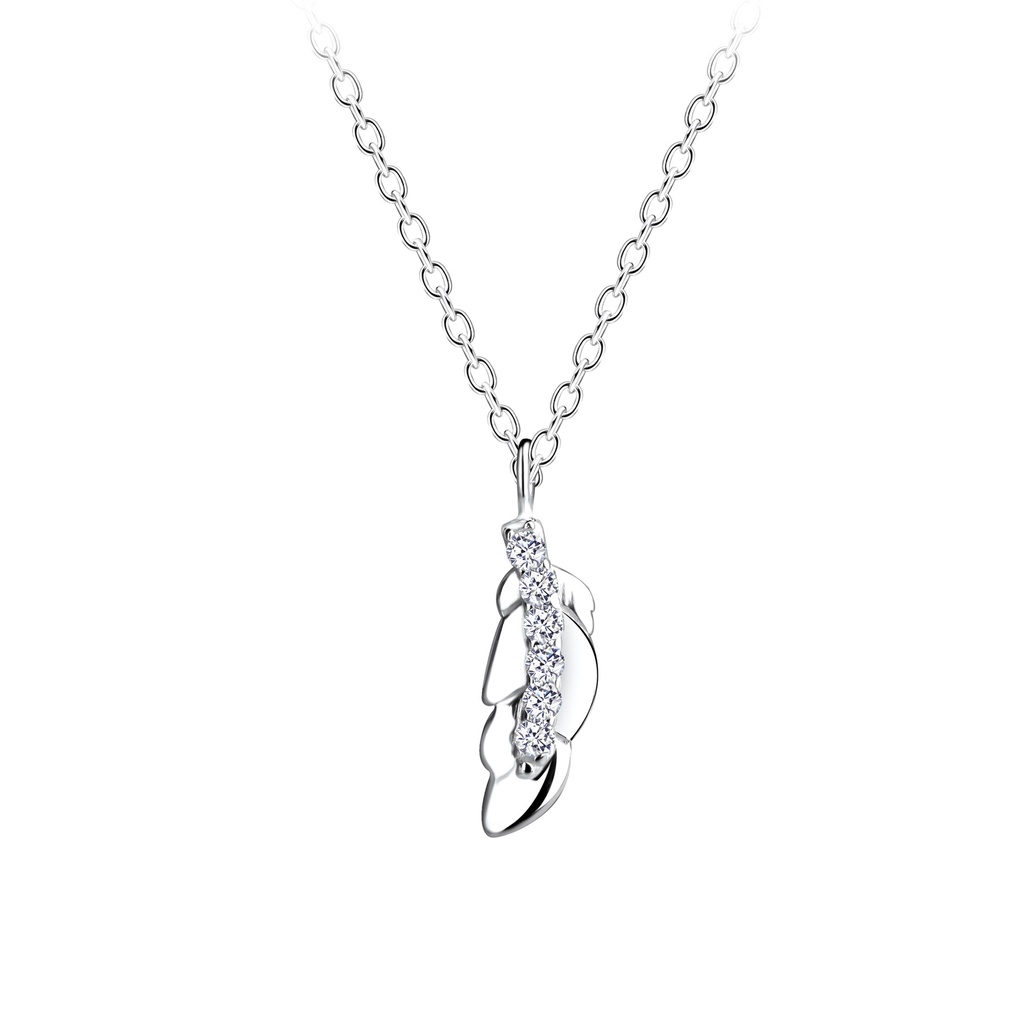 Zirconia Feather Kette Silber